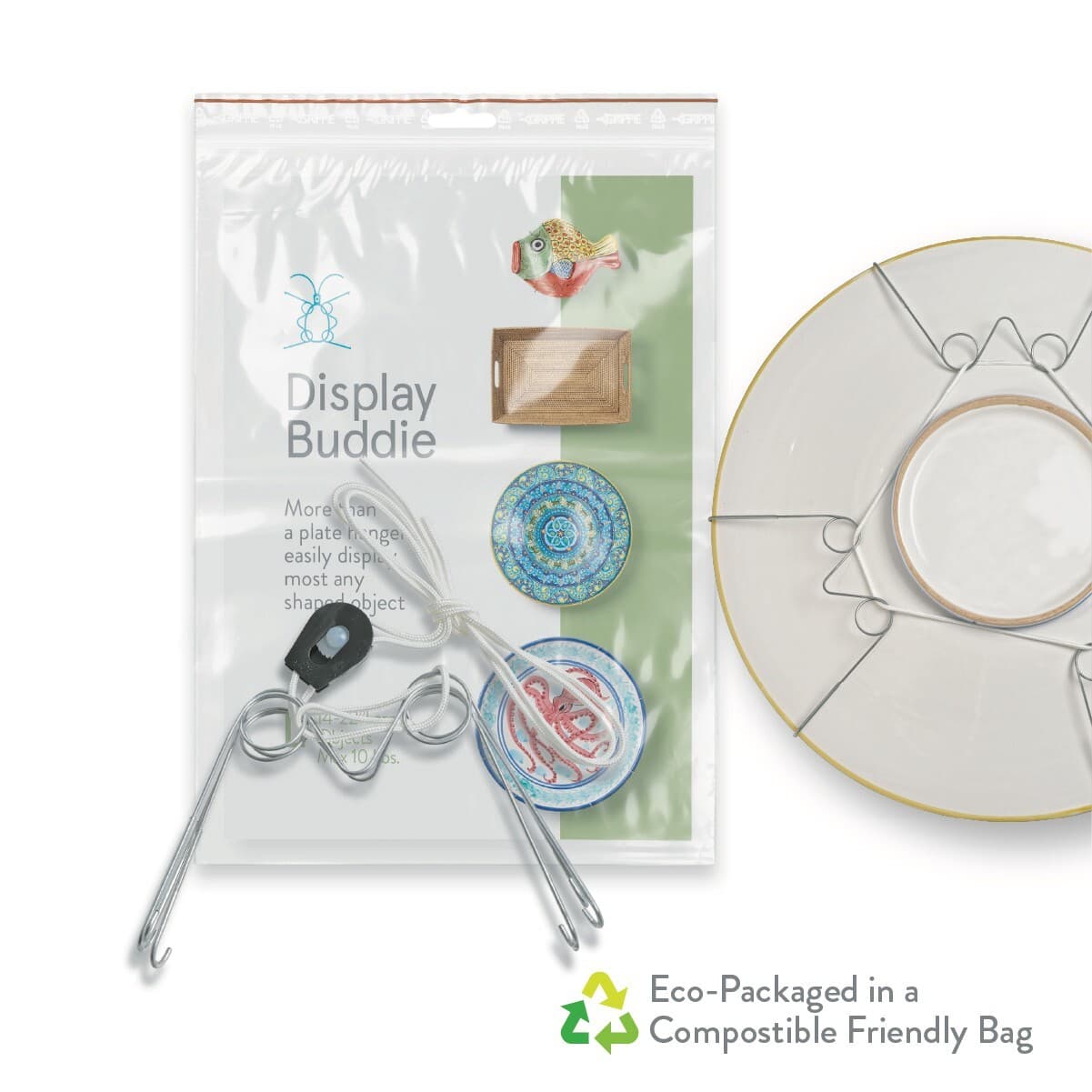 Display Buddie Large Adjustable Plate Hanger for Round Plates, Platters, Bowls