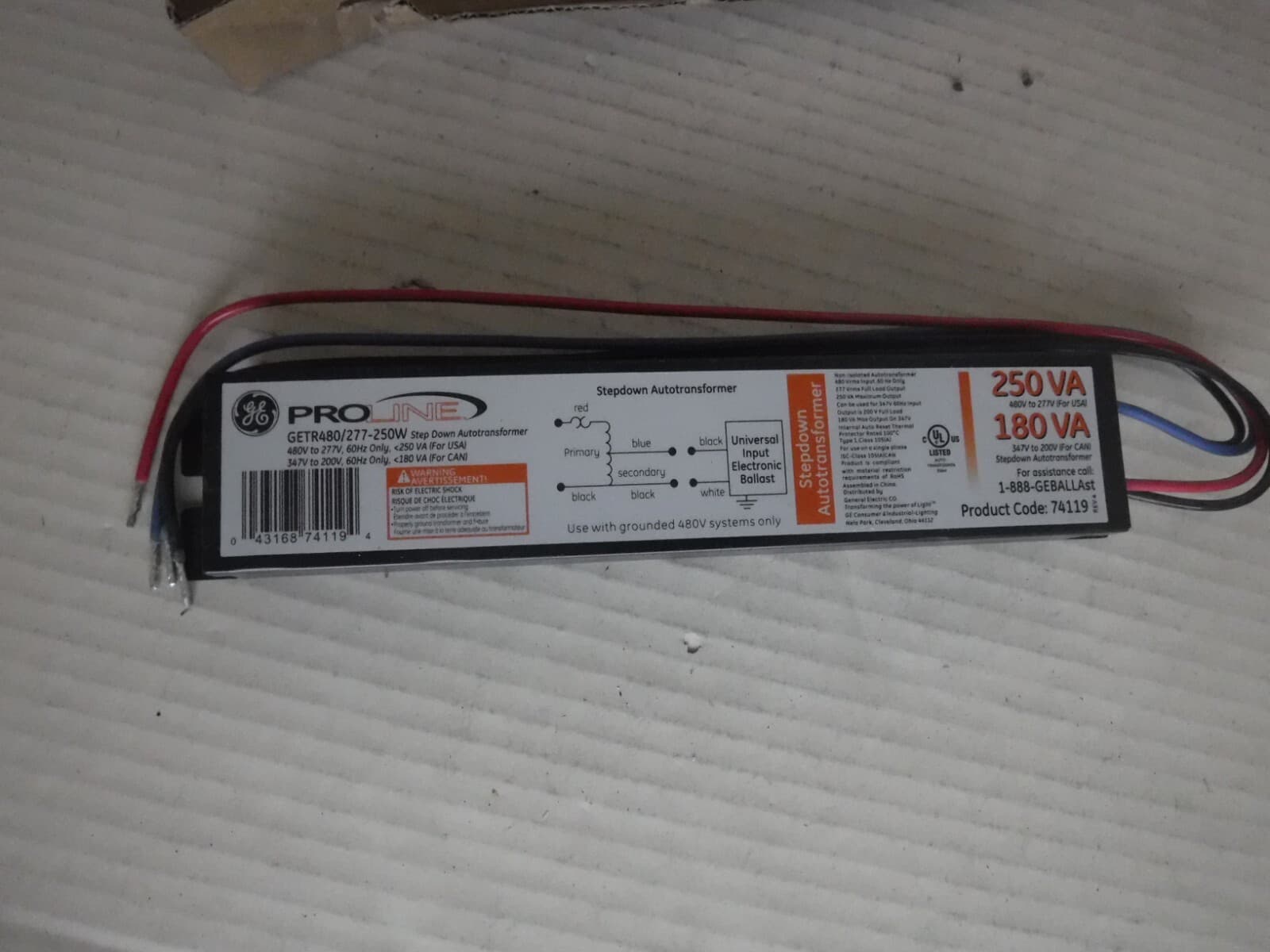 GE PROLINE GETR480/27-250W TRANSFORMER NEW