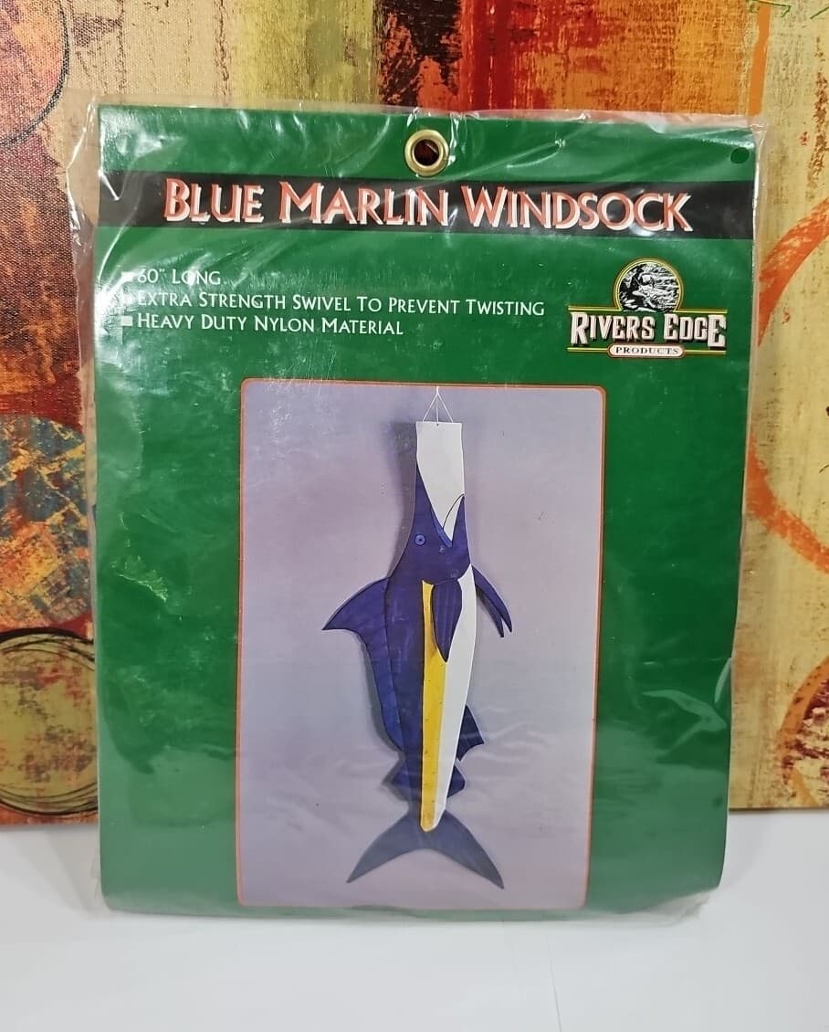 Blue Marlin Windsock 60" Fish Wind Sock Rivers Edge Heavy Duty Nylon Material
