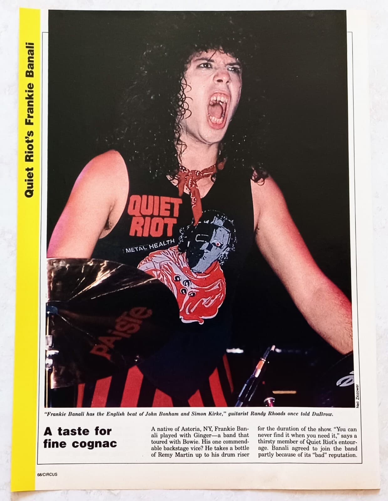QUIET RIOT~FRANKIE BANALI LIVE~1984 POSTER~VTG FULL PAGE MAGAZINE PINUP CLIPPING