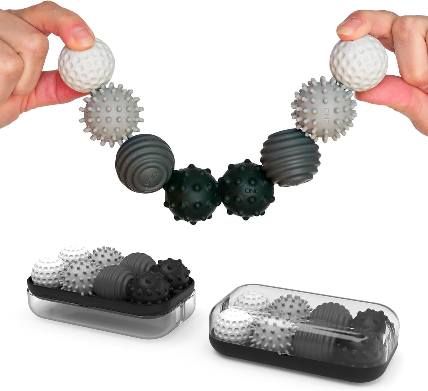 ONO Signets – Silicone Magnetic Balls with Textured Set of 8, Graphite