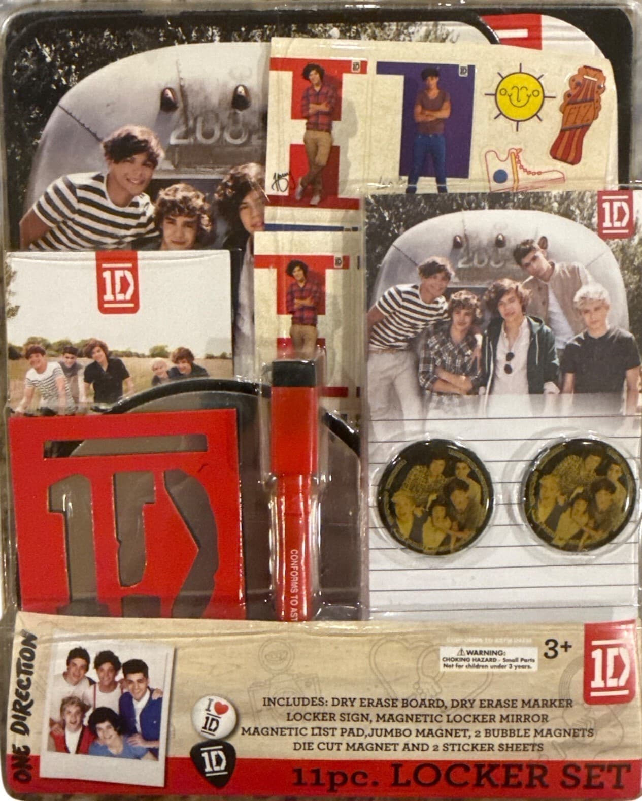 1D One Direction GROUP 11pc Locker Set Dry Erase Board 8.5" x 6.75" 2013 AS IS!