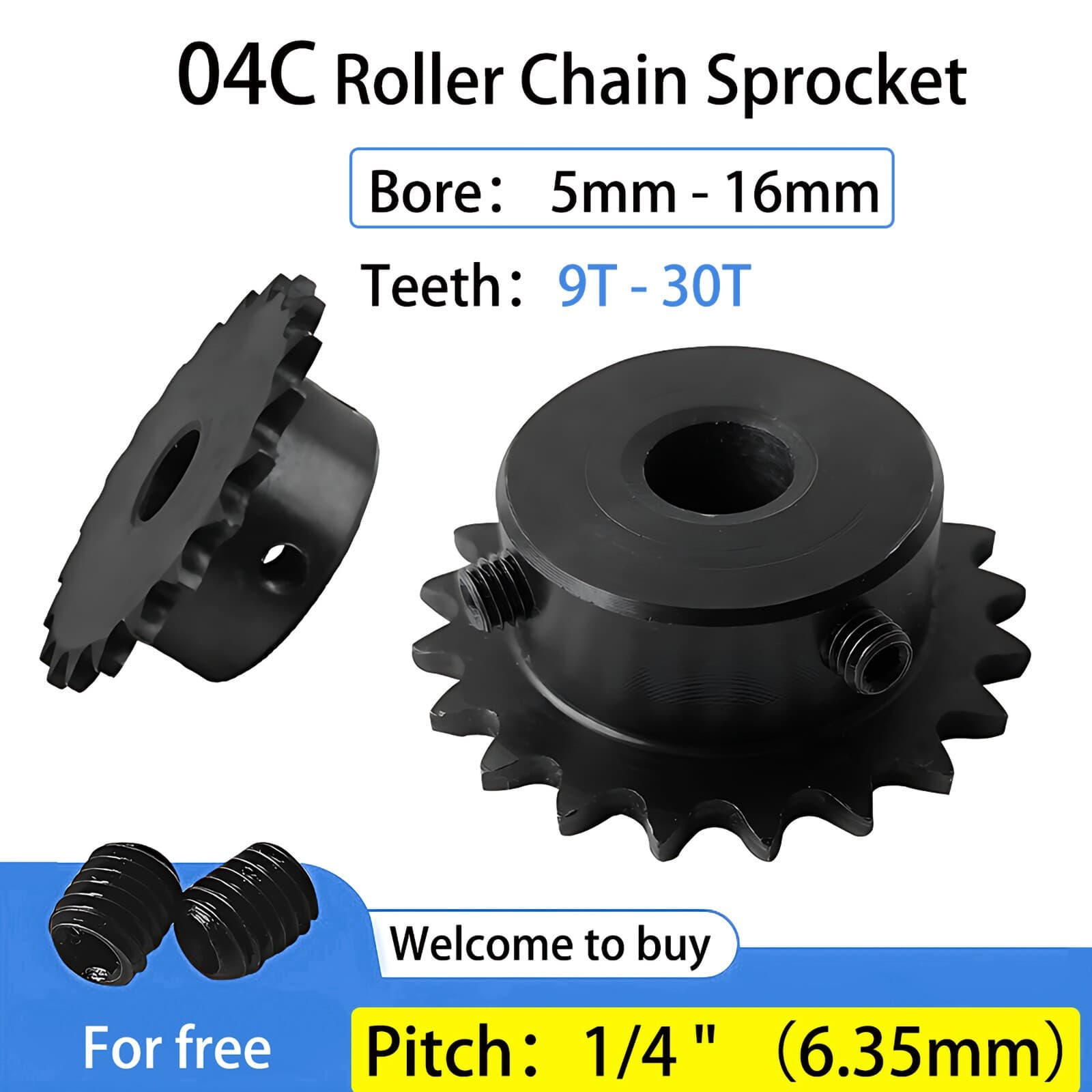 #25 Roller Chain Sprocket 04C Sprocket Wheel Pitch 6.35mm Bore 5~16mm 9~30 Teeth