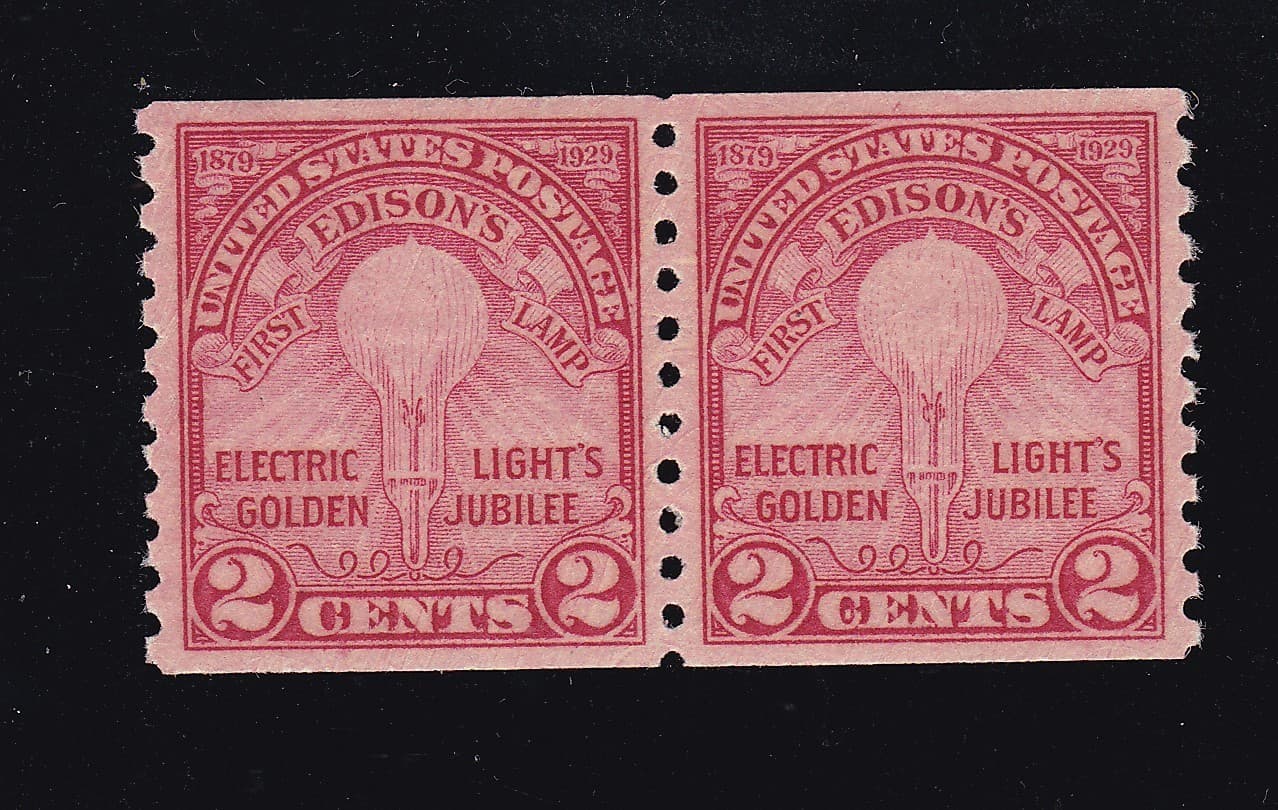 US 656 2c Edison Issue Mint Pair w/ copy of PSE Cert XF "90" OG NH (BB11)