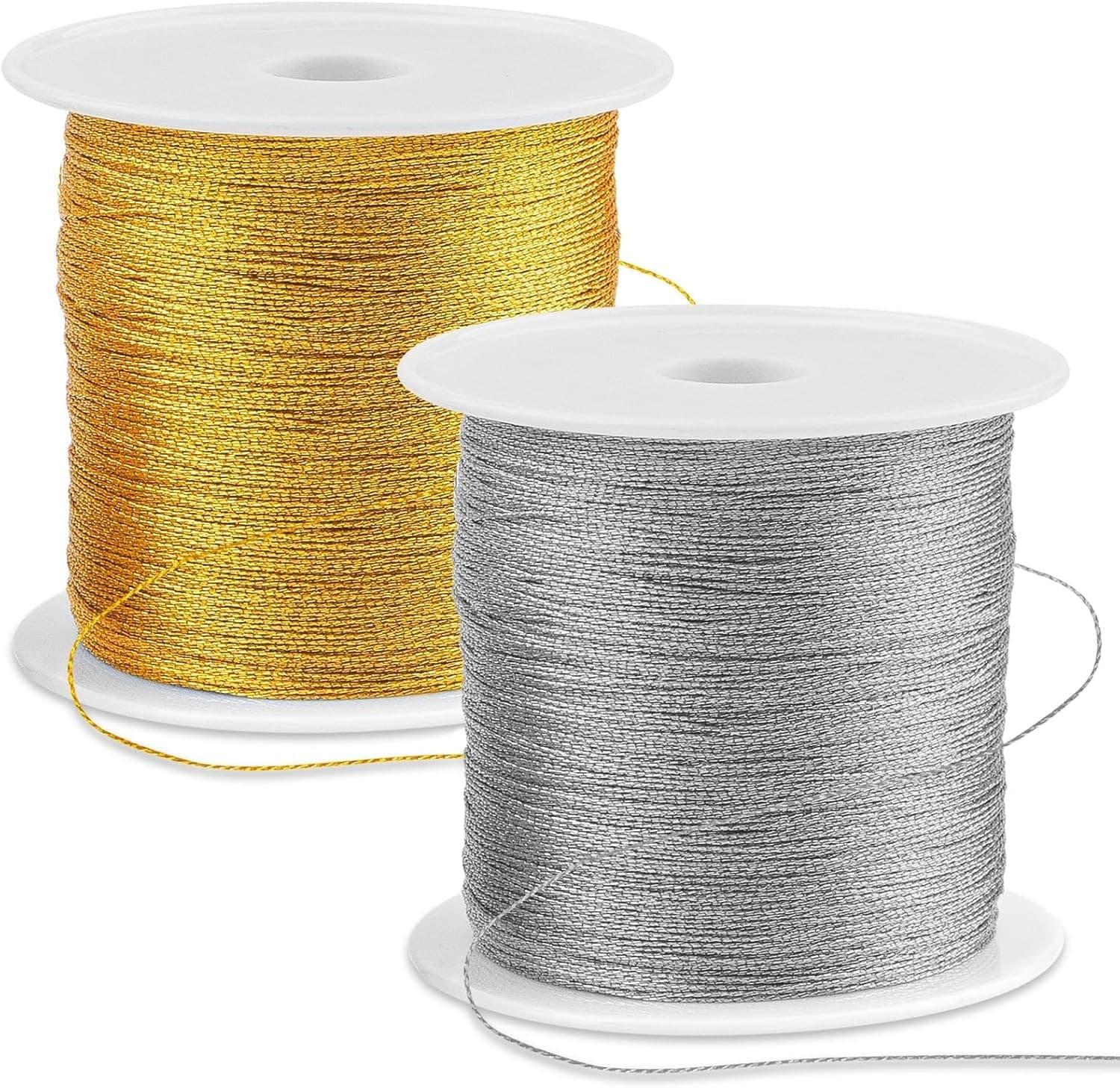 110 Yards Gold Ornaments String, 2 Spool 0.2mm Sliver & Gold Strings for Ornamen