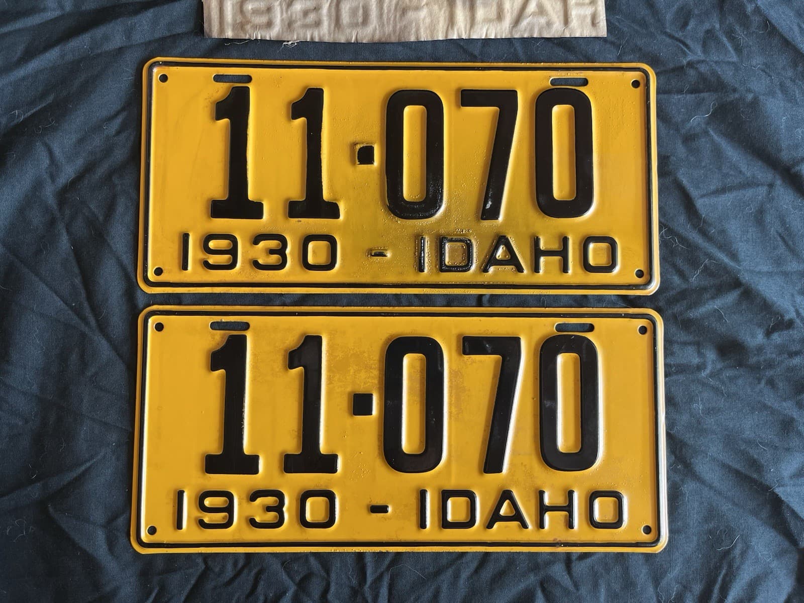Retired 1930 NOS Idaho Steel License Plates