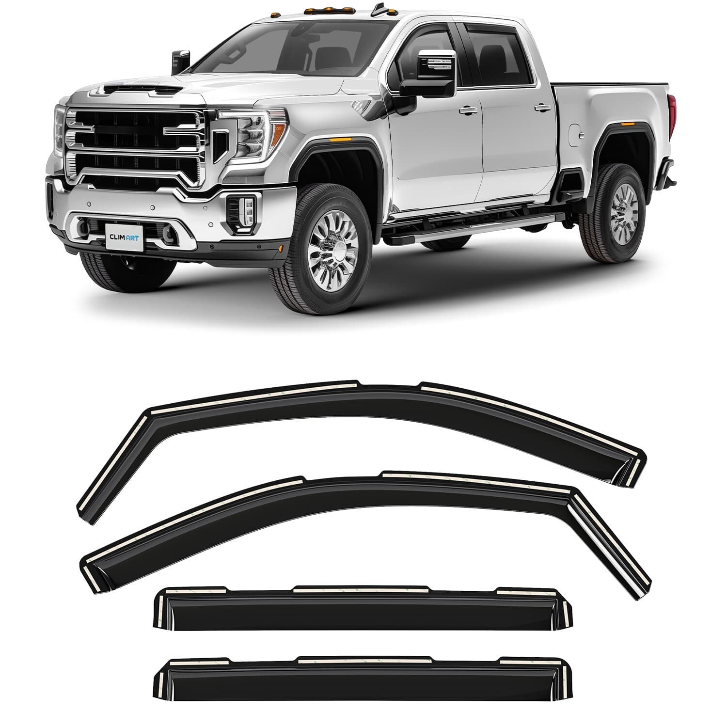 Sun Rain Visors Wind Guards for 2020-2025 GMC Sierra 2500HD/3500HD Crew Cab