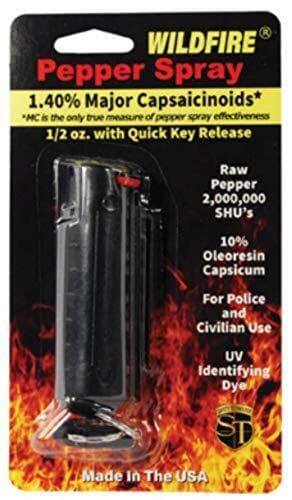 Wildfire 1.4% Mc 1/2 Oz Pepper Spray Hard Case w/Quick Release Keychain Black