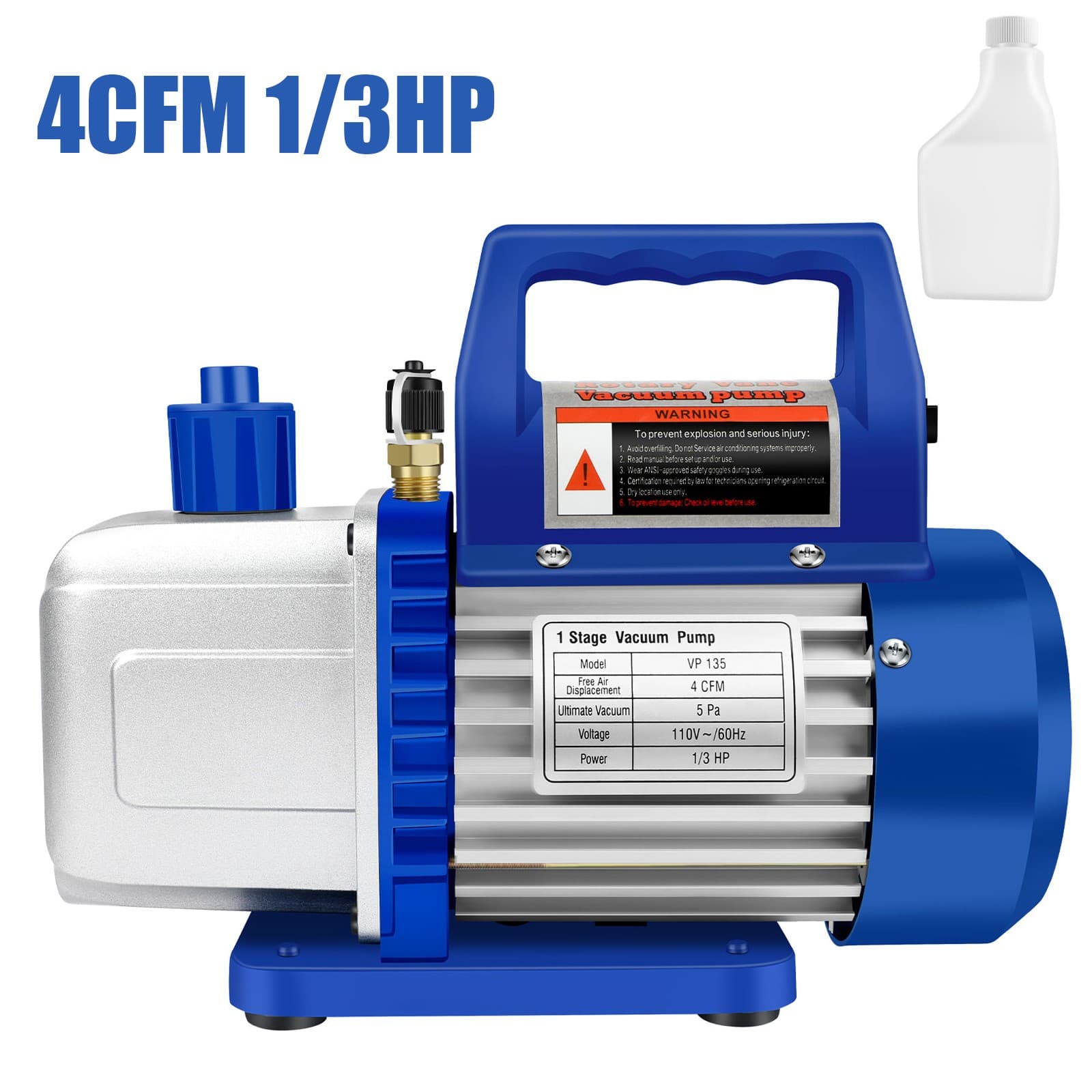 4 CFM 1/3HP Air Vacuum Pump HVAC Manifold Gauge Set AC A/C Refrigeration Kit US