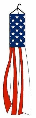 "USA" Windsock Super Shiny poly 5ft wind sock US United States American flag
