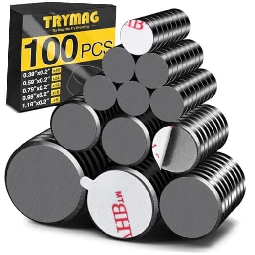 5 Different Sizes, 100Pcs Strong Ceramic Magnets with Adhesive 5 Size 100PCS