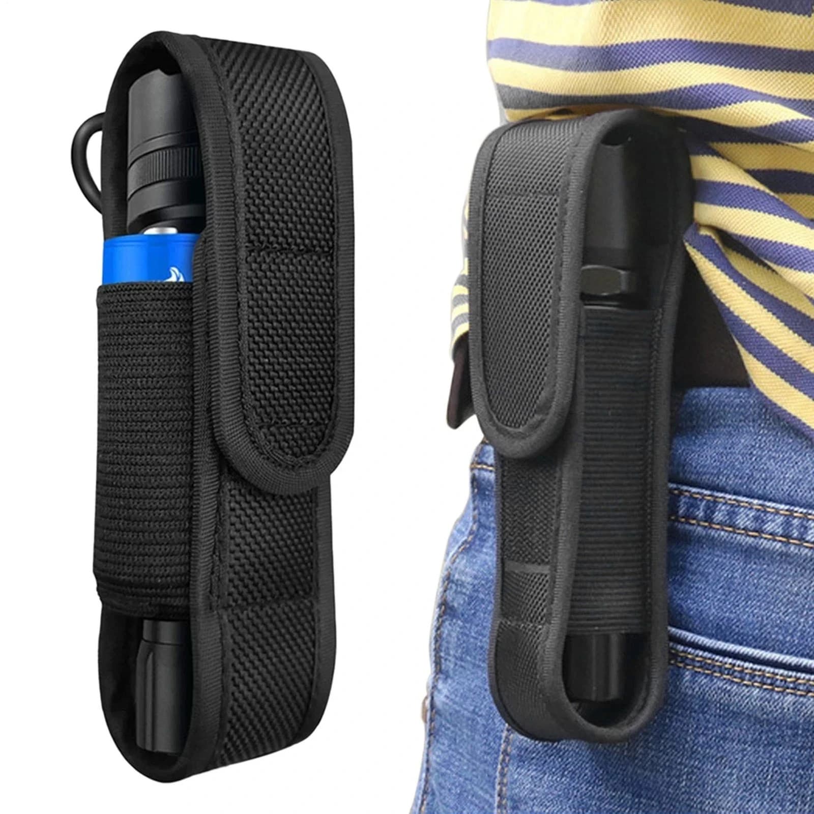 Waterproof Flashlight Holder Nylon Belt Holster Flashlight Torch Case Pouch