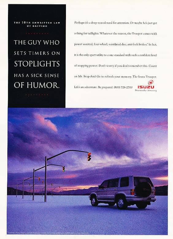 1994 Isuzu Trooper - stoplights - Classic Vintage Advertisement Ad A97