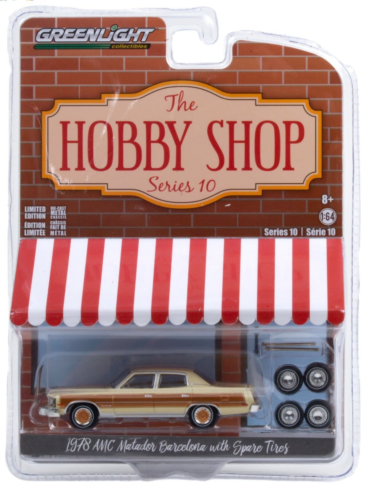 1:64 GreenLight *HOBBY SHOP 10* Tan 1978 AMC Matador Barcelona Sedan w/Tires NIP
