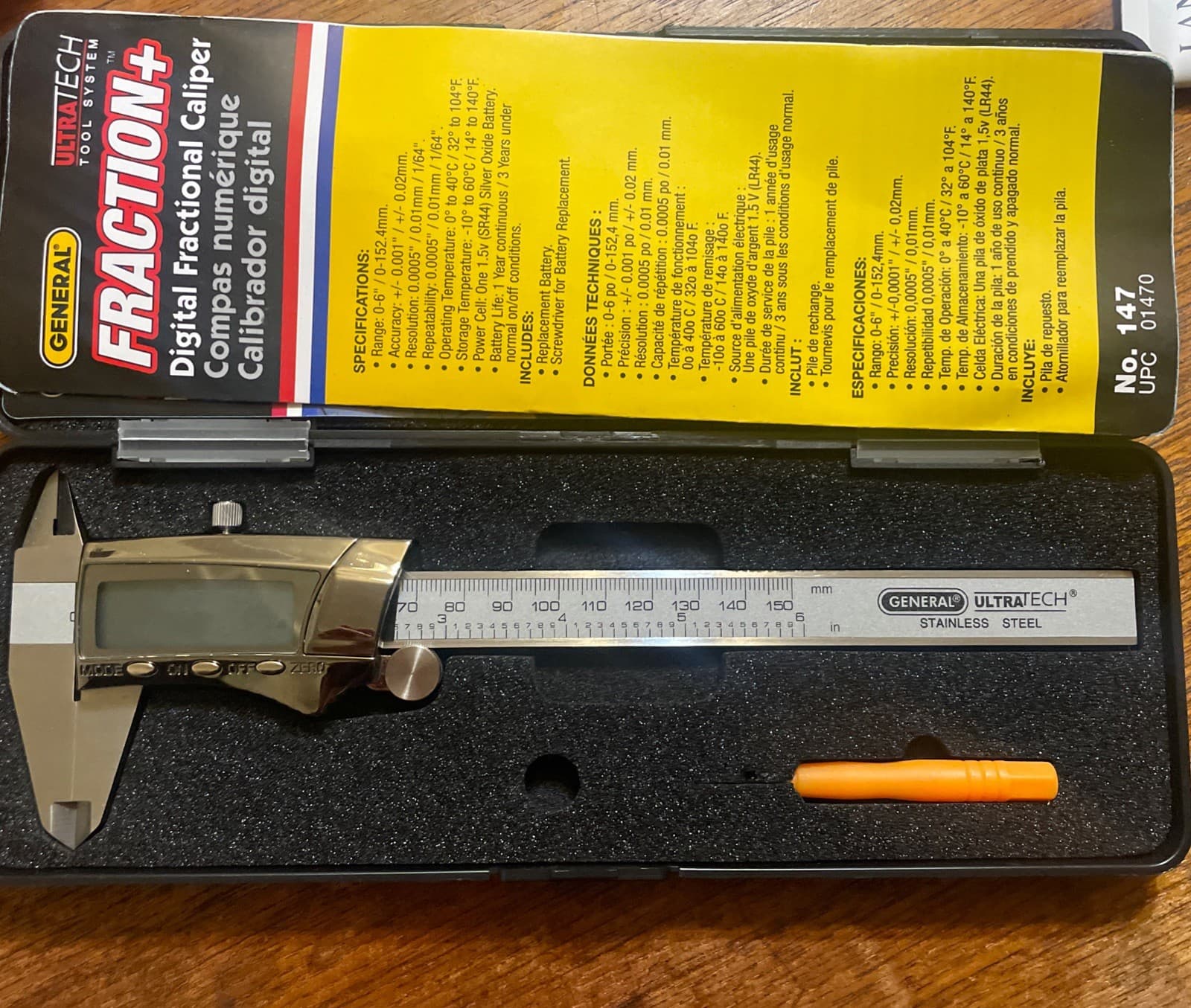 GENERAL Ultra Tech Digital LCD Display Fraction Caliper NO. 147
