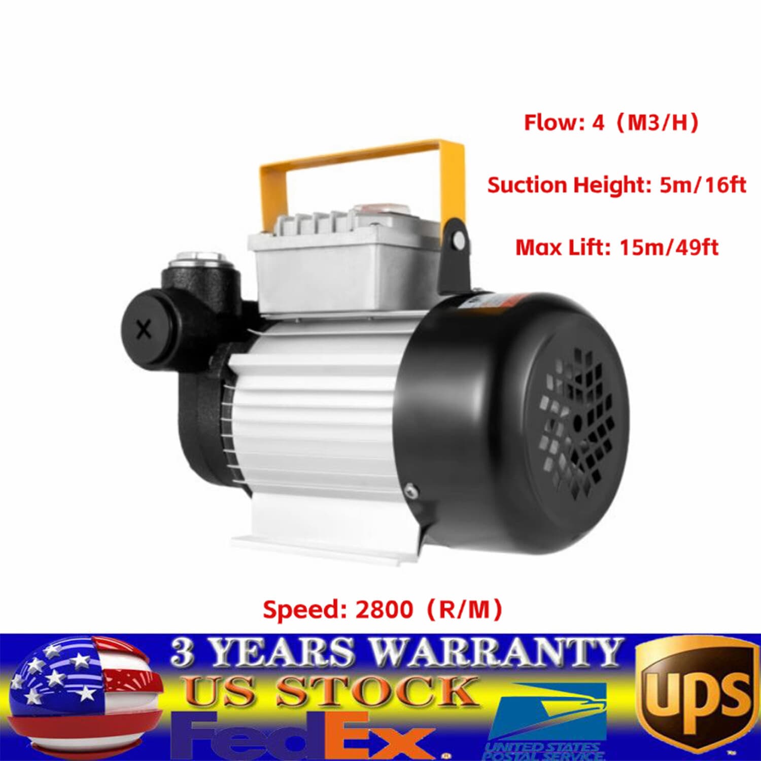 Self-priming Gear Electric Oil Transfer Pump For Fuel 60HZ 16 GPM AC 110V US NEW