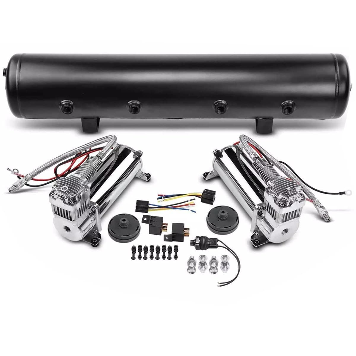 Air Suspension Kit with Compressors for Truck Compatible with 5 Gallon Air Tank