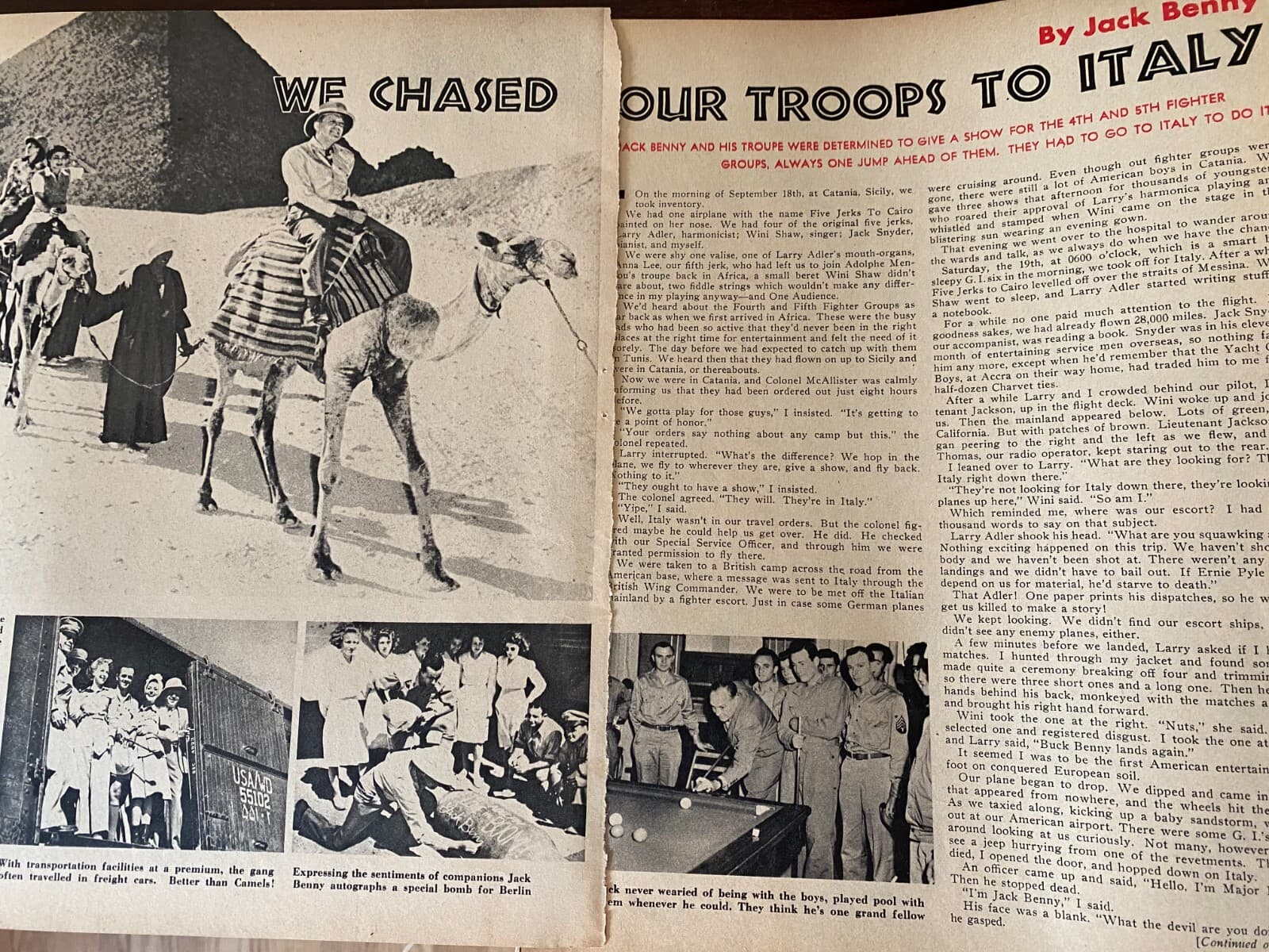 Jack Benny, Old Time Radio, Three Page Vintage Clipping