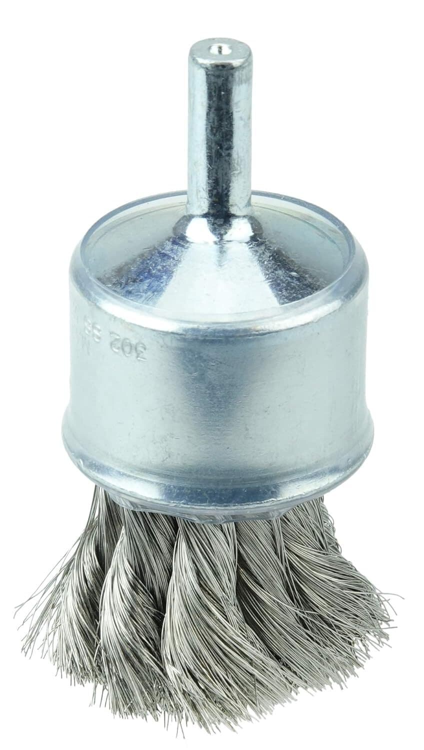 Weiler 1-1/8" Knot Wire End Brush .006" Stainless Steel 1/4" Shank USA Made