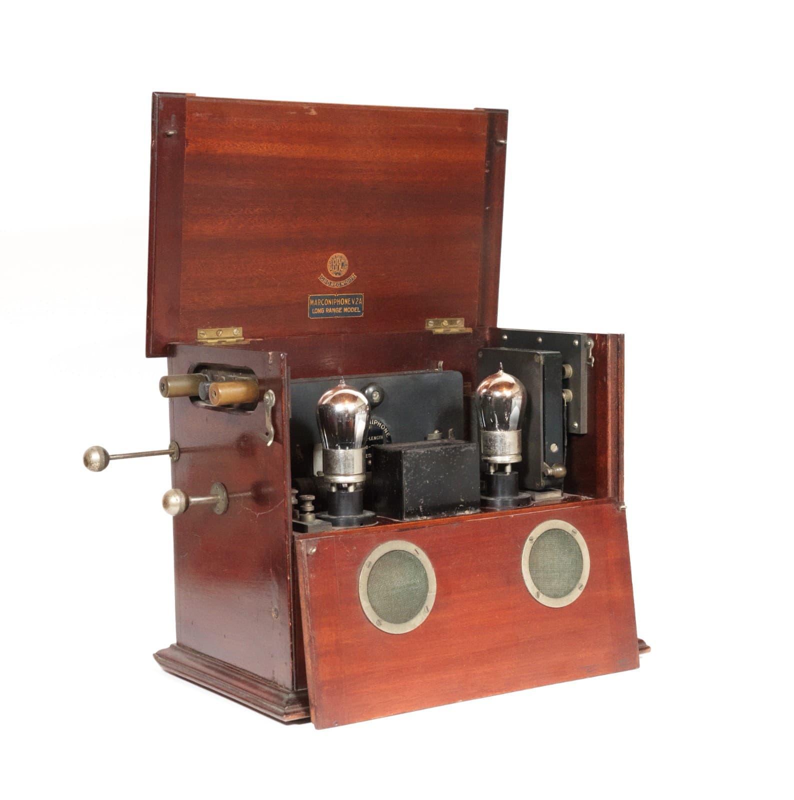 1922 Marconi V2A Long Range Radio w/Range Blocks, Regenerators, Good Tubes, More