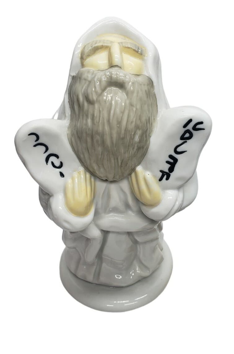 Vintage Judaica Moses With Tablets Ceramic Statue By Jessie B.
