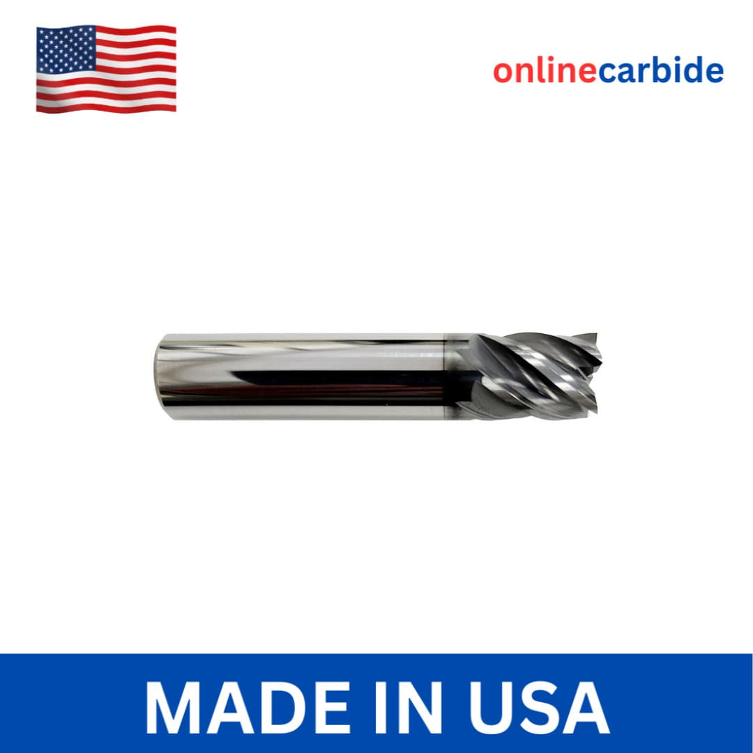 5/16" 5 Flute Stub Carbide End Mill High Performance Square End AlCrN USA Made