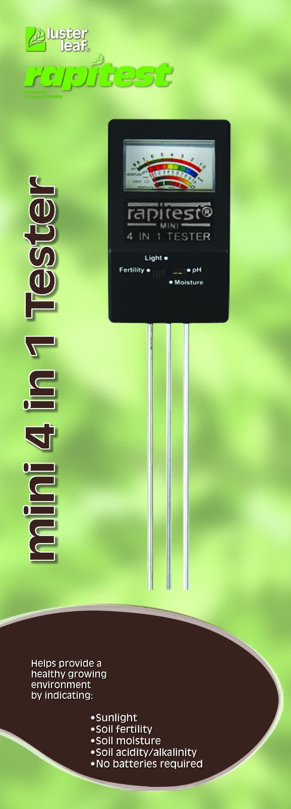 4 WAY SOIL LAWN FLOWER GARDEN PLANT TEST TESTER pH NPK LIGHT MOISTURE METER