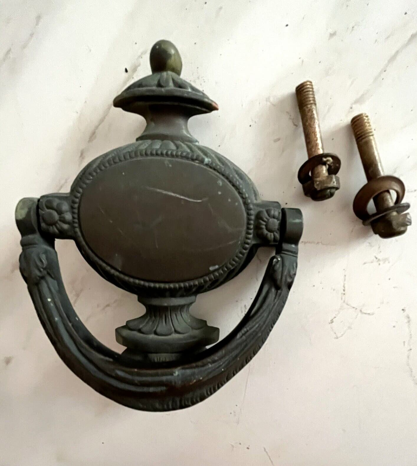 ANTIQUE 1891 VICTORIAN GEORGIAN BRONZE URN TORCHIERE with SHEEP HEAD DOORKNOCKER