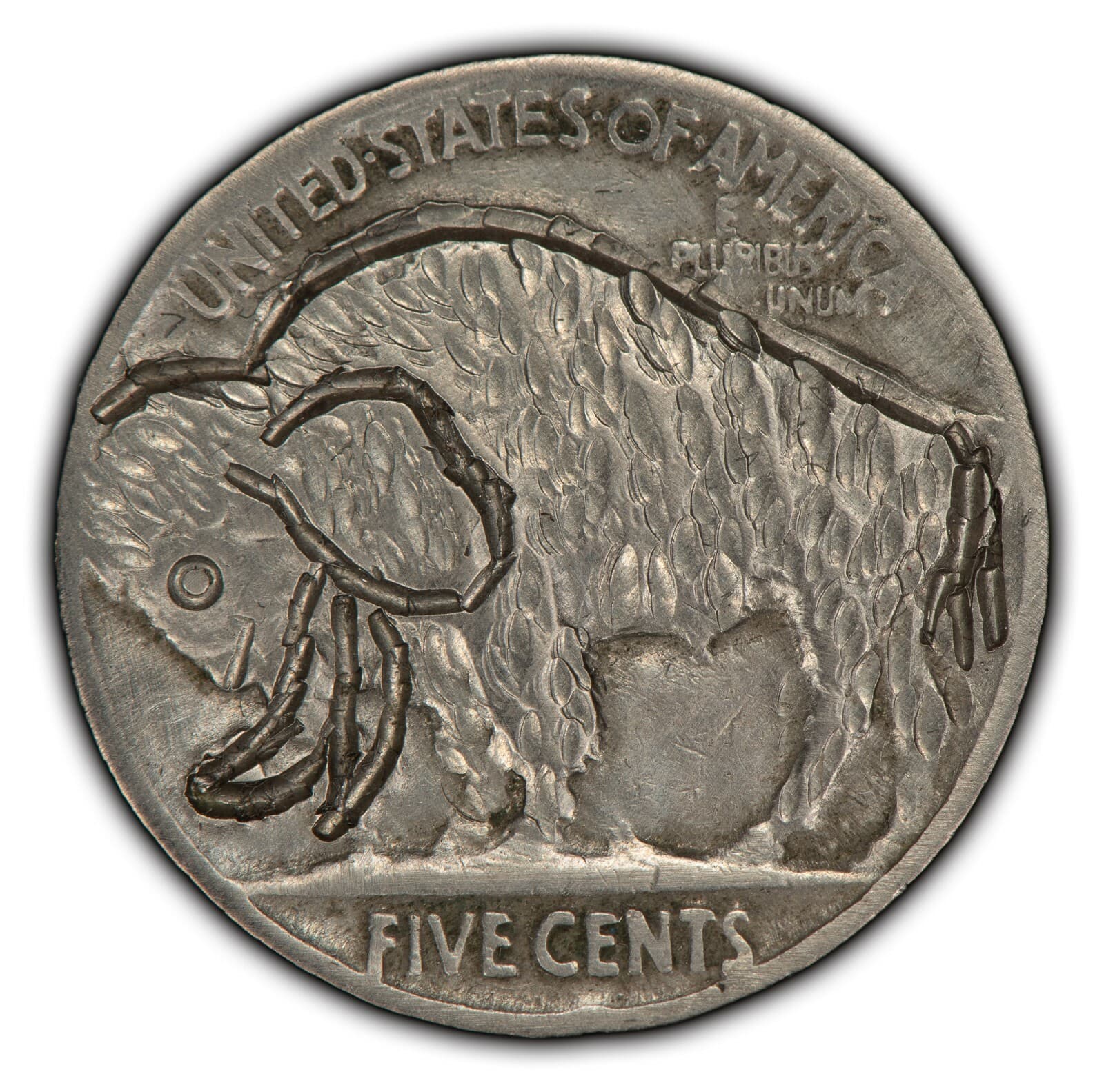 1937 5c Hobo Buffalo Nickel - Animal Reverse WOOLLY MAMMOTH - J Allen - B1171