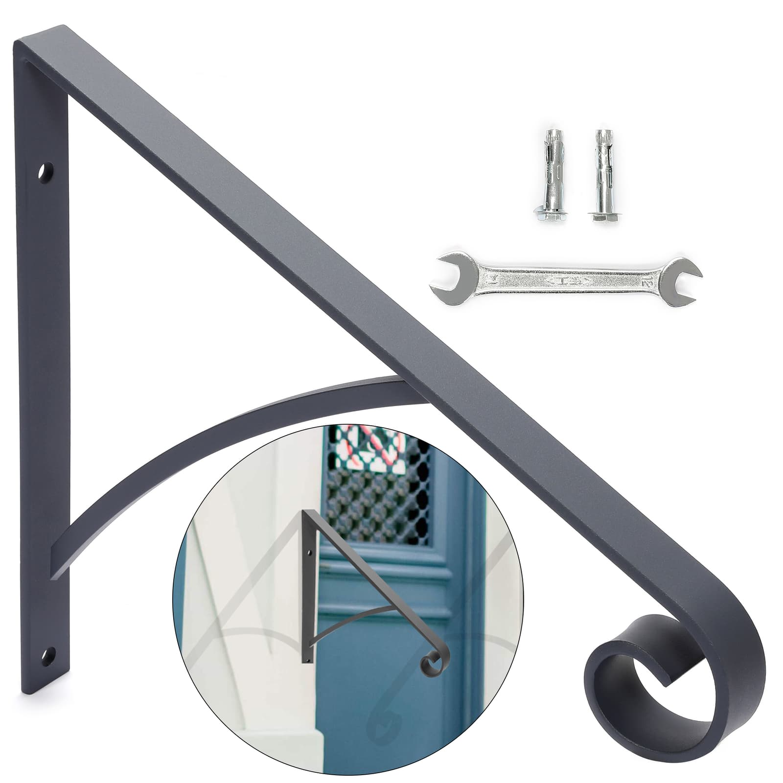Steel Grab Rail Handrail Railing for 1-2 Steps Wall Mount Hand Rail Bar