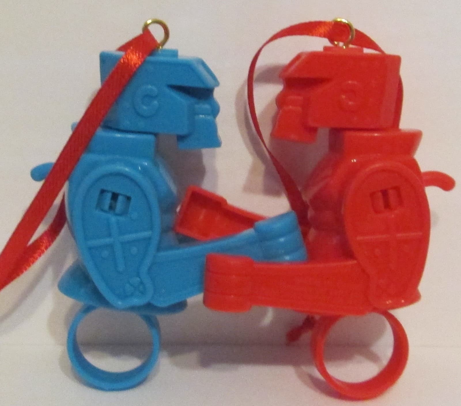 Rock 'Em Sock 'Em Robots Artesian Ornaments Red and Blue BOGO