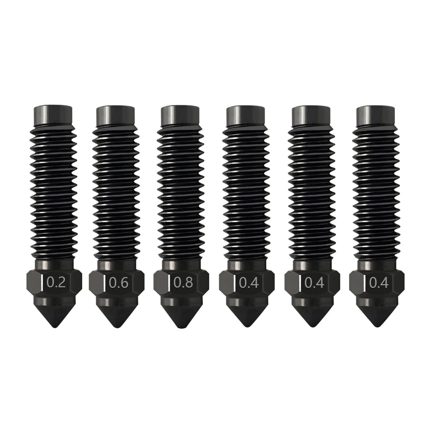 6PCS 0.2MM 0.4MM 0.6MM 0.8MM Hardened Nozzles for Centauri Carbon Stainless Stee