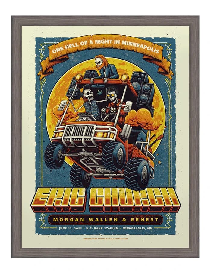 Eric Church Morgan Wallen Poster 6/11/22 Minneapolis MN Signed & Numbered #/60