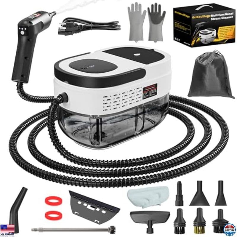 2500W Handheld Steam Cleaner - 1.6L High-Temp Steamer for Cars, Furniture, Grout