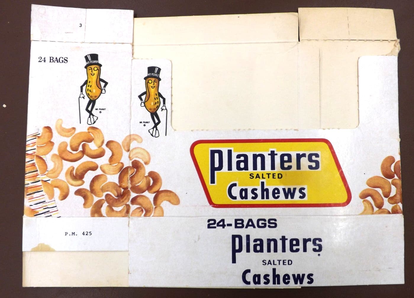 VINTAGE PLANTERS PEANUTS SALTED CASHEWS DISPLAY BOX Flat but Complete