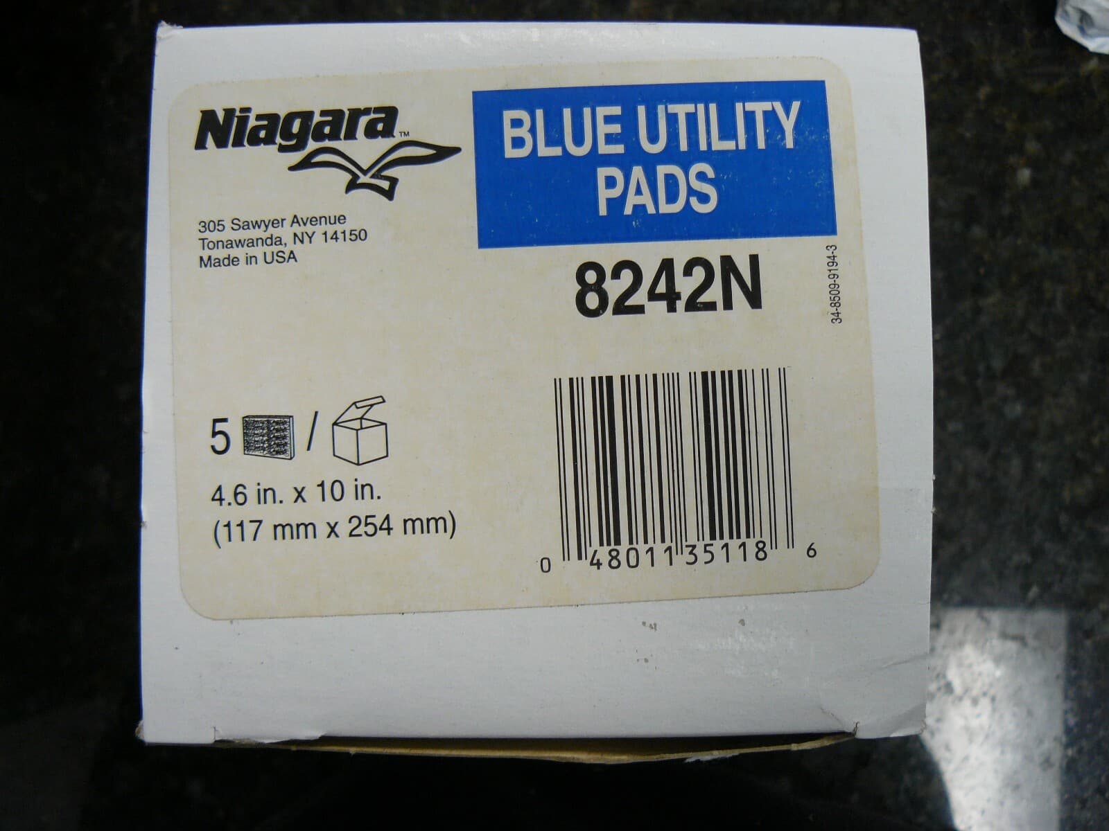 Niagara blue utility pads 8242N 4.6 in x 10 in 048011351186 5 pack