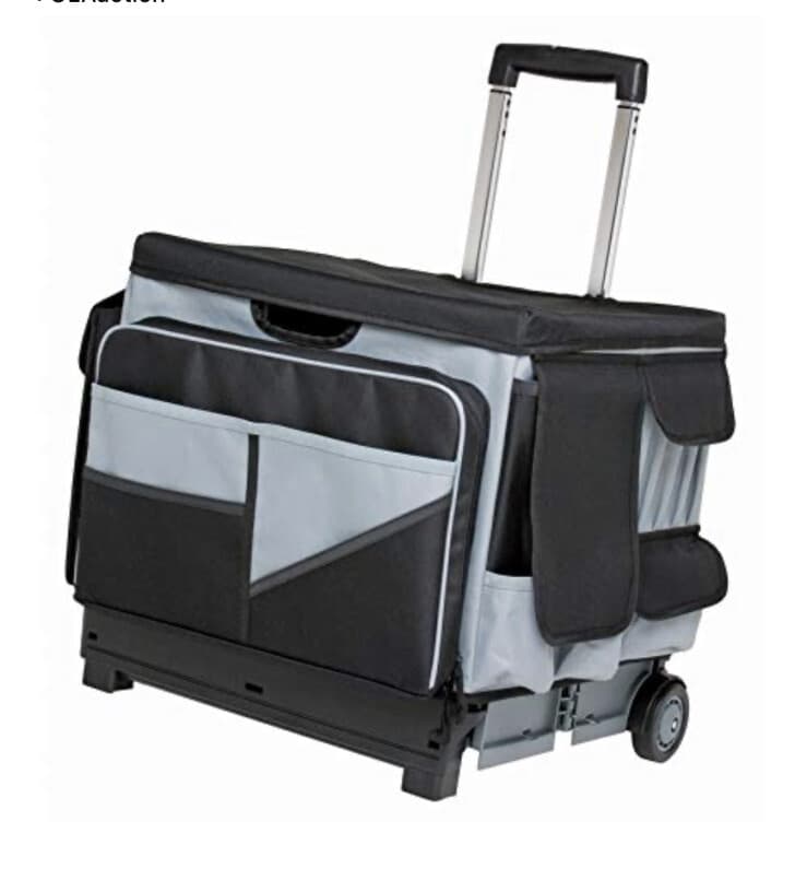Universal Rolling Cart with Canvas Organizer Bag, Mobile Storage, Black