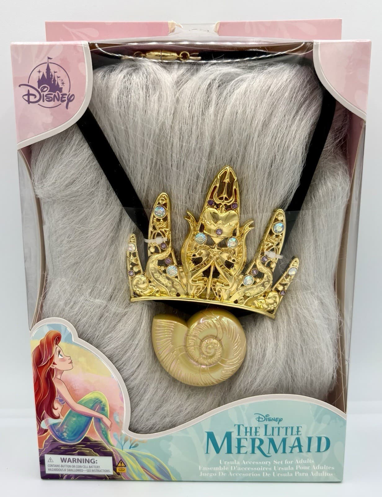 Little Mermaid URSULA Wig Light up Necklace Tiara Costume Accessory Adult New Bx