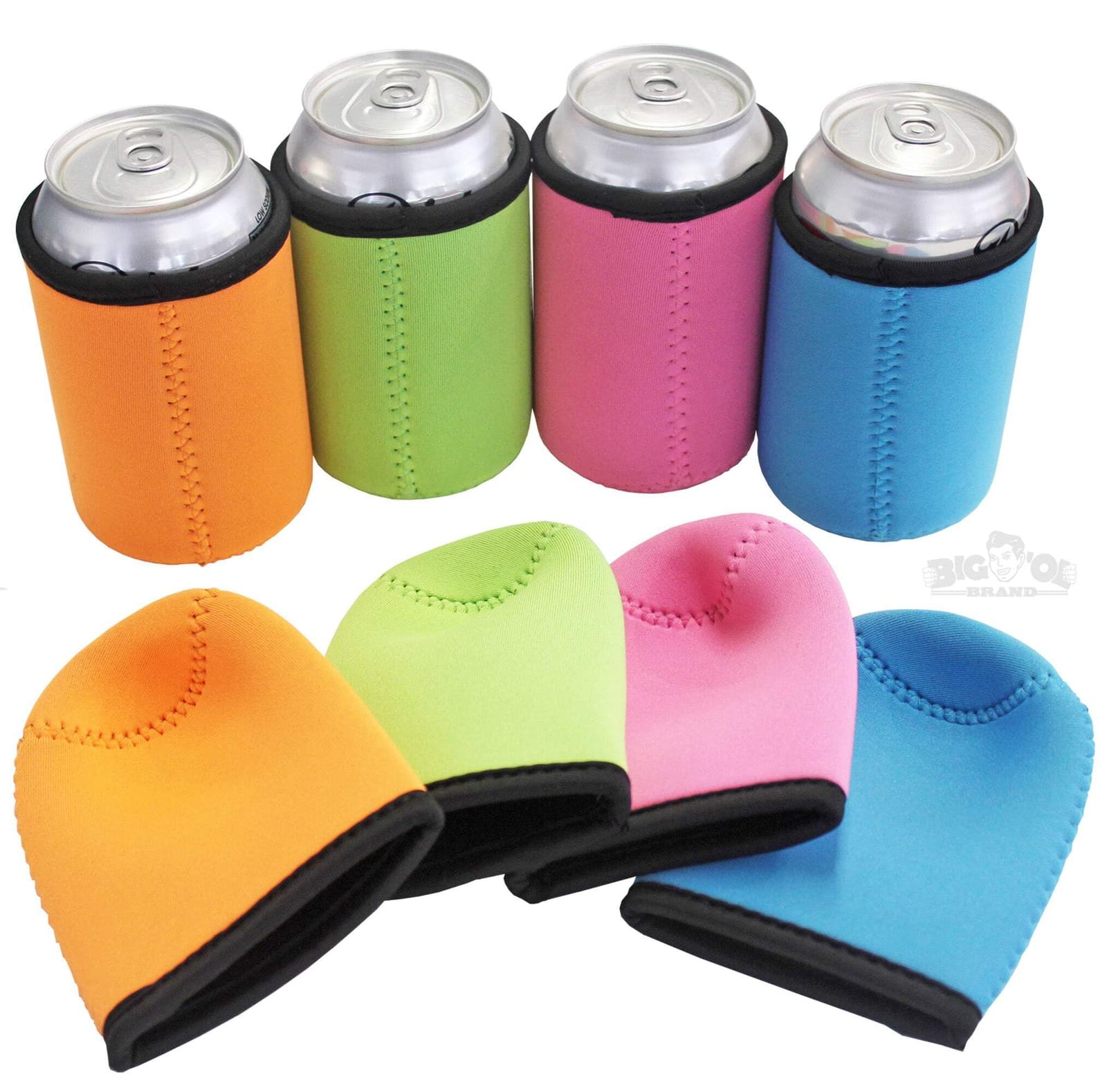 Neoprene Can Cooler Thick Sleeves for 12oz Cans - 4-Pack - Colorful Blank Design