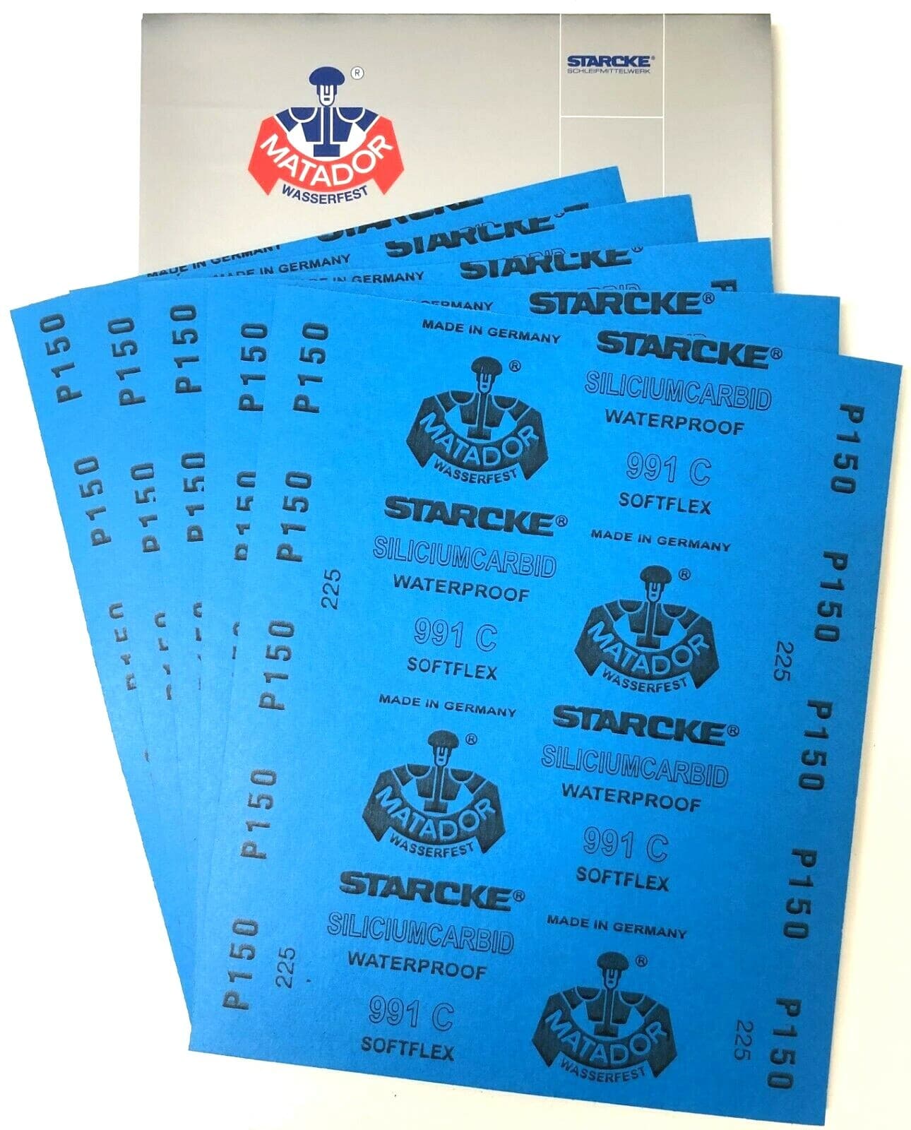 Matador Abrasive Wet or Dry Sandpaper 5 Sheets 150 Grit 9"x11" Silcon Carbide