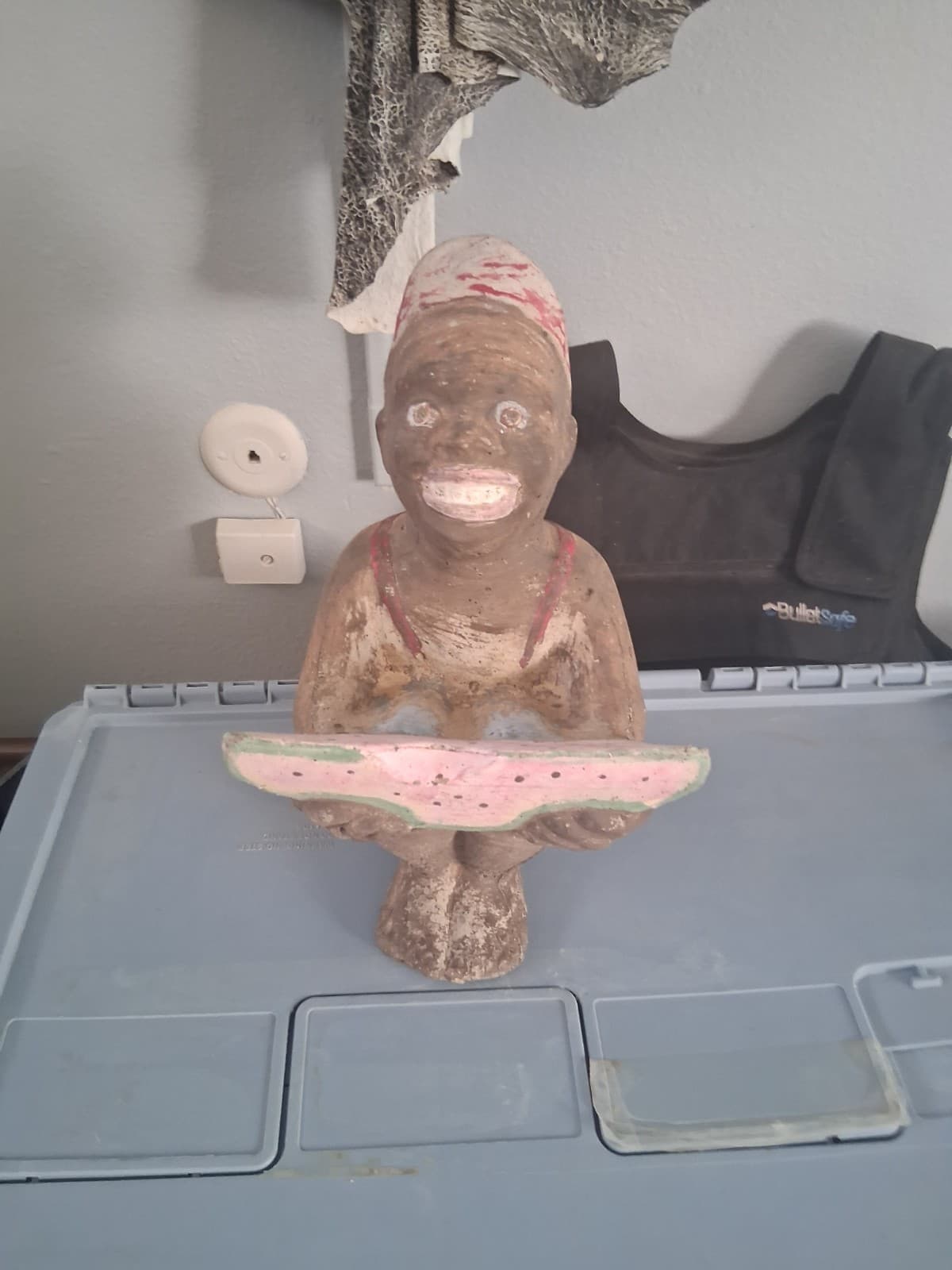 Vintage 1955 Concrete Watermelon Boy Statue Original
