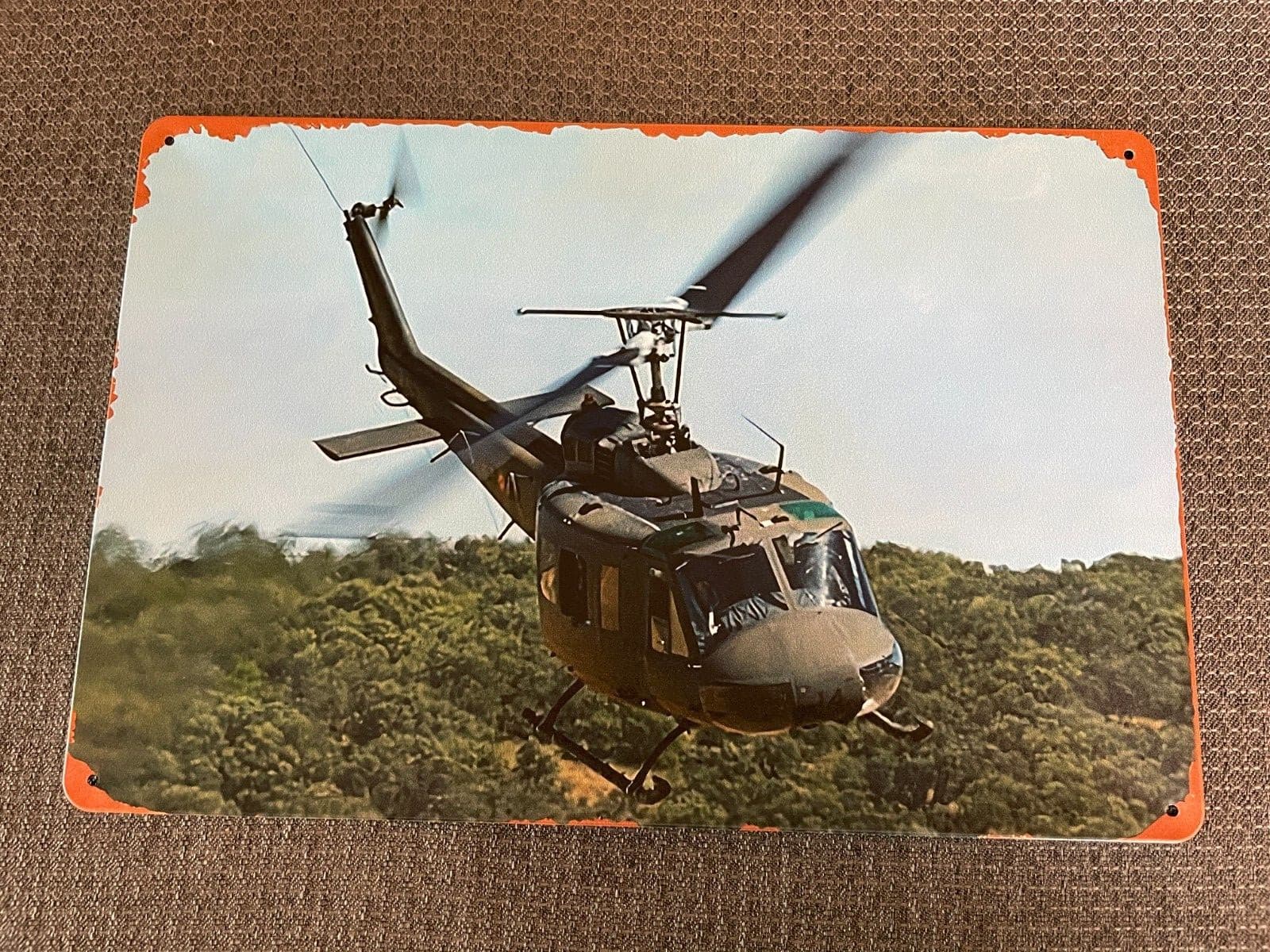 Vietnam War Helicopter Metal Sign, UH-1 Huey 8 x 12" rounded corners US SELLER