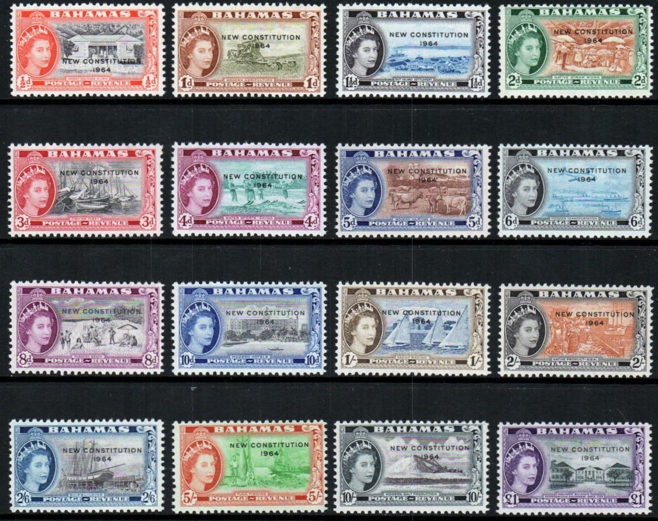 Bahamas Stamp 185-200 - New Constitution overprints