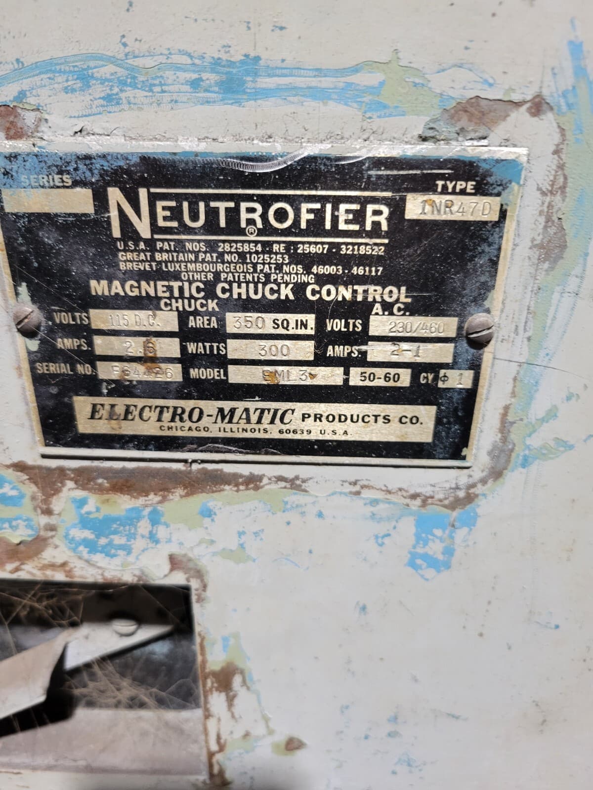Electromatic Neutrofier Electromagnetic chuck control