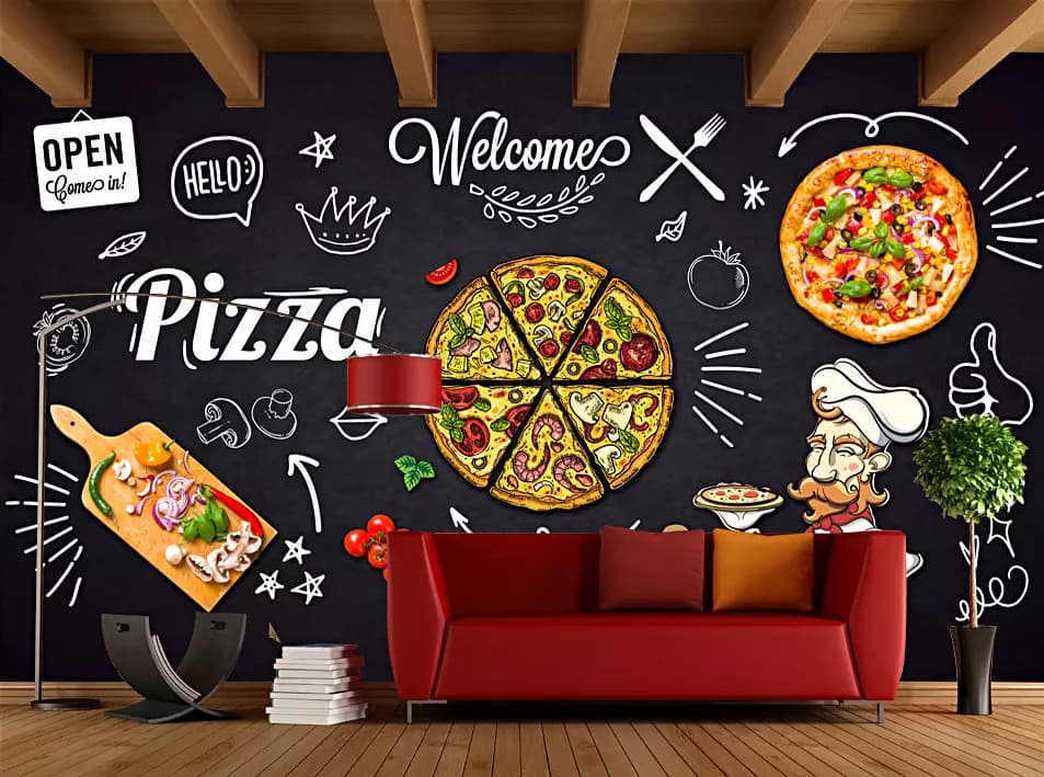 3D Pizza Restaurant 898 Wallpaper Mural Wall Print Wall Wallpaper Murals US Coco