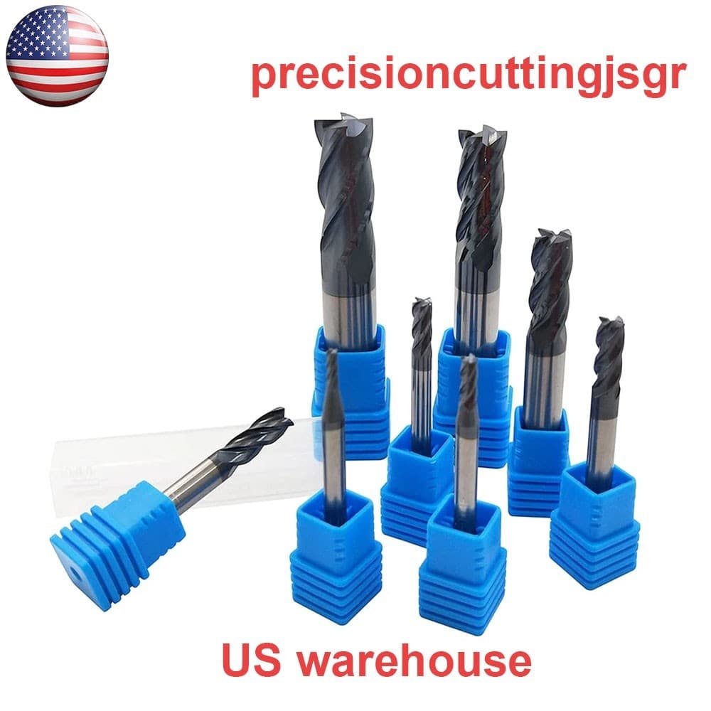 CNC End Mill Set Carbide Tungsten Steel 4 Fultes Milling Cutter Router Bits R...