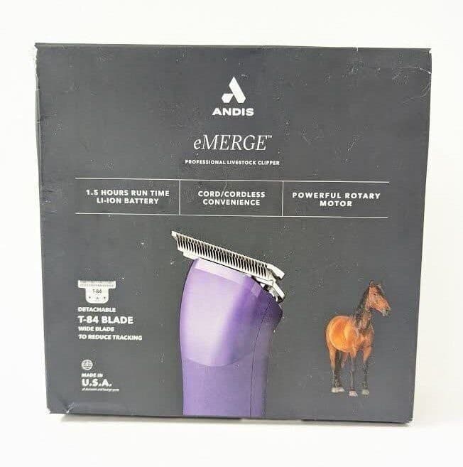 Andis eMERGE Detachable Blade Cord/Cordless Clipper with T-84 Purple #561226