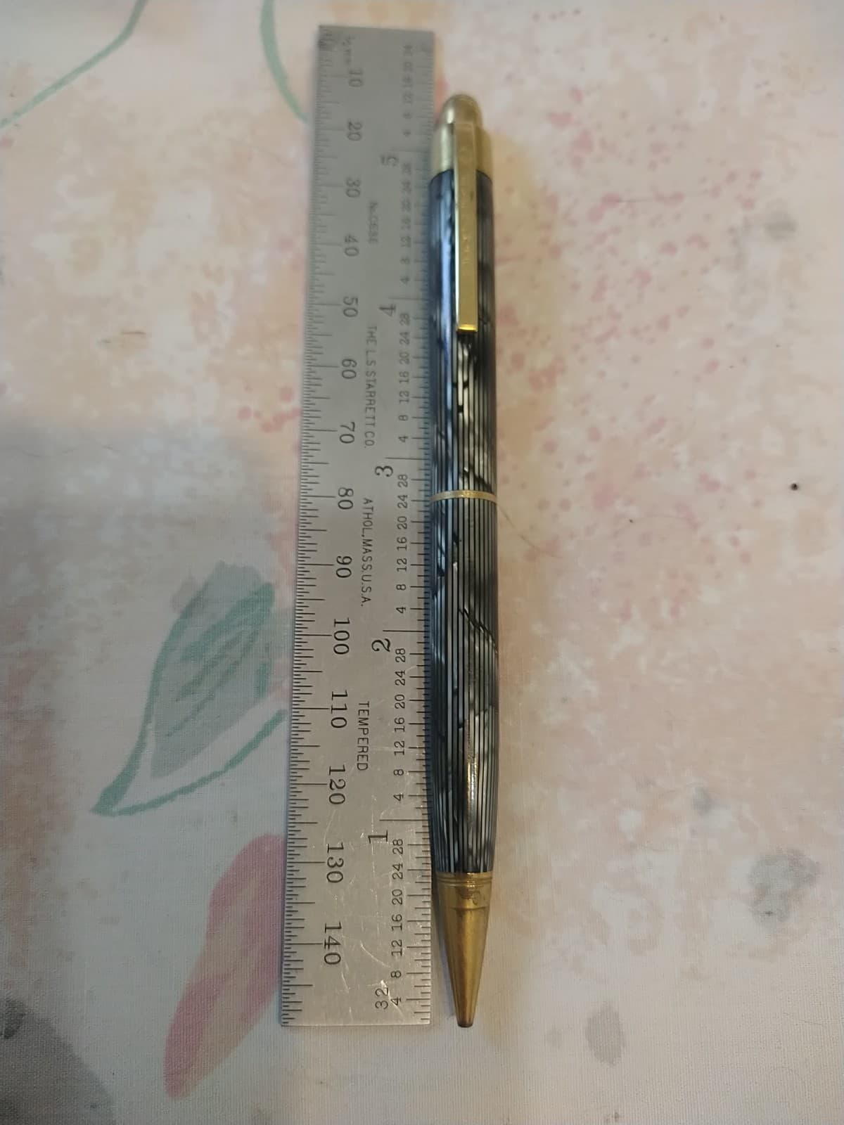 Eversharp Moire Striated Grey Resin Gold Filled Trim Pencil USA Made