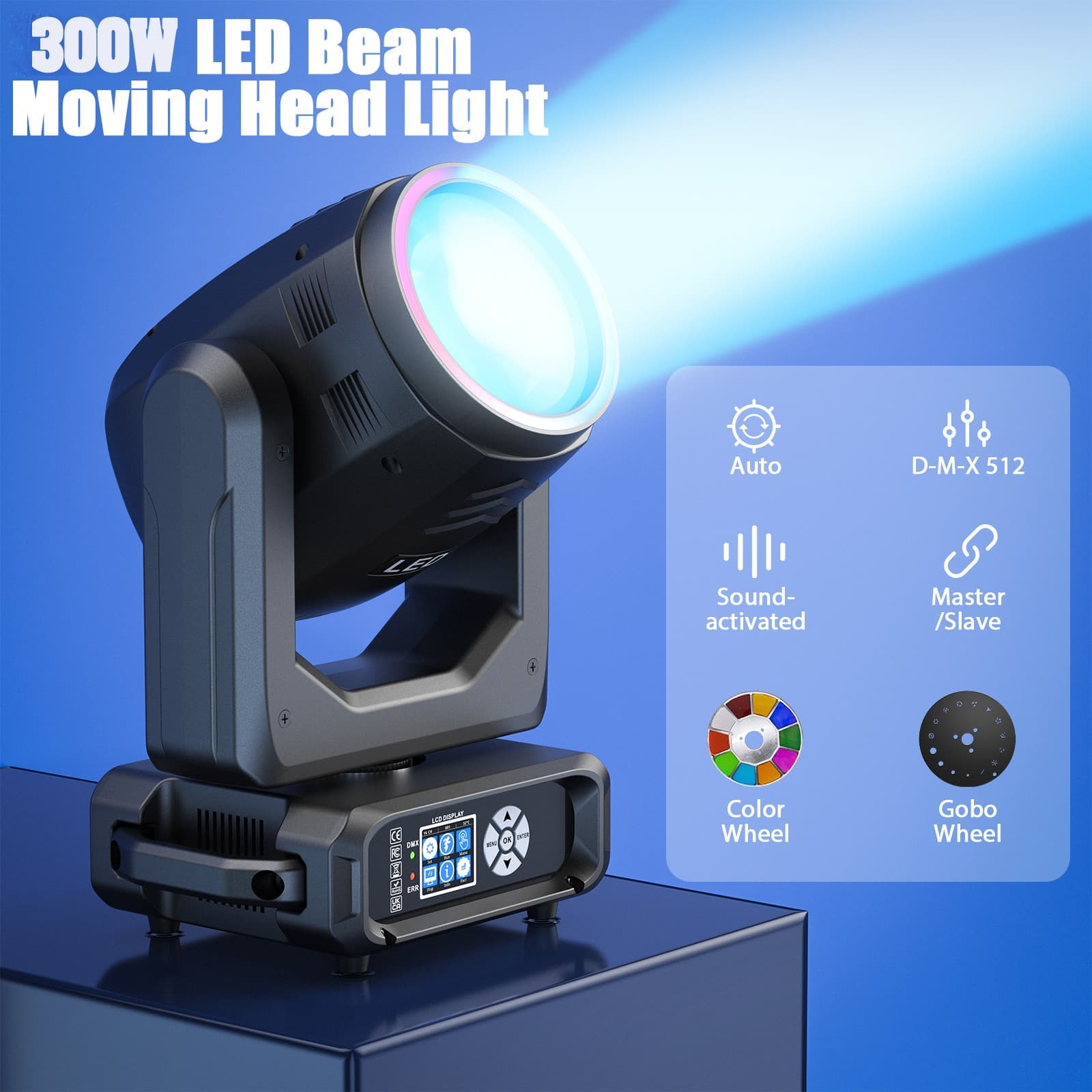 300W LED Rotation 18Prism Stage Lighting Gobo Moving Head Disco DMX Spot Light