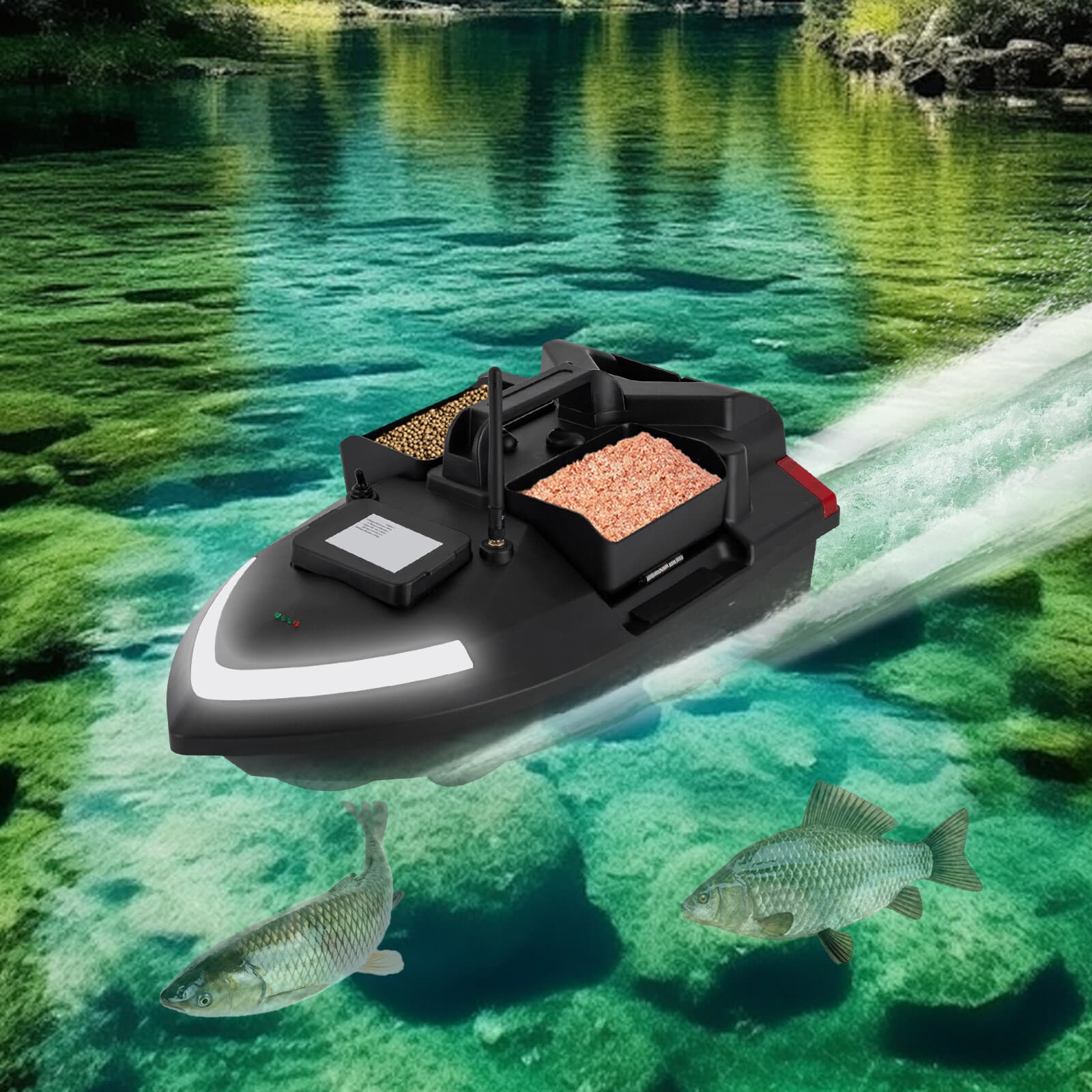 500m RC Fishing Bait Boat GPS Dual Motor 4 Hours Using Time 2kg Loading